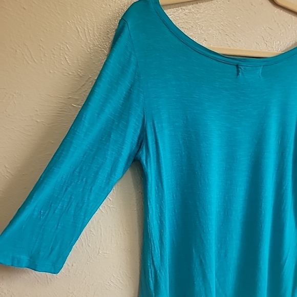 VTG Y2K turquoise blue Top Never Stop Dreaming Patriotic Flag Size S 4th of July - Picture 9 of 16